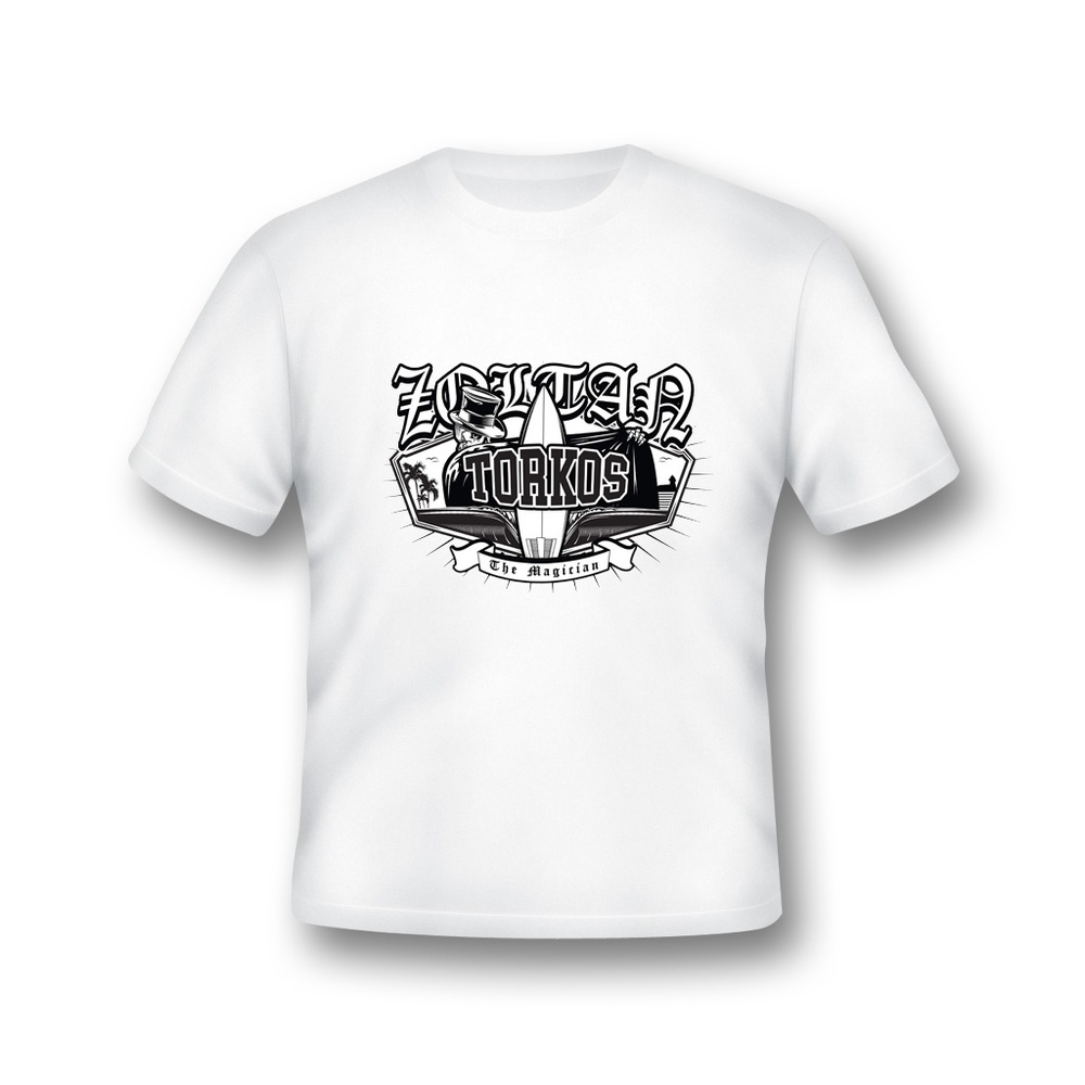 Zoltan Torkos Surfing Skull and Top Hat T-shirt